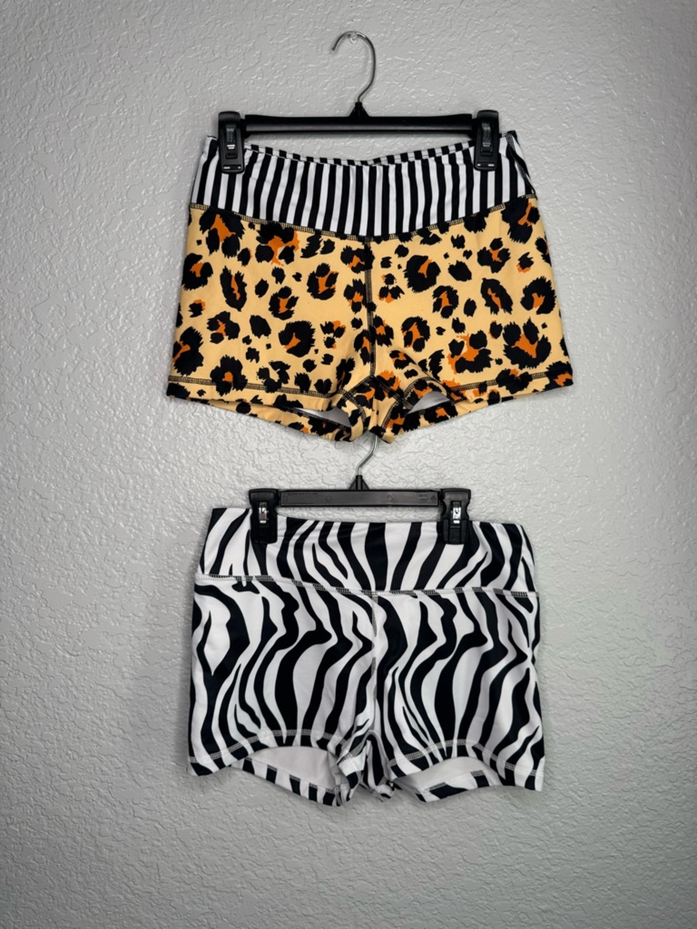 The Barbell Cartel leopard Print Yellow & Black + Zebra Print  Shorts (2)